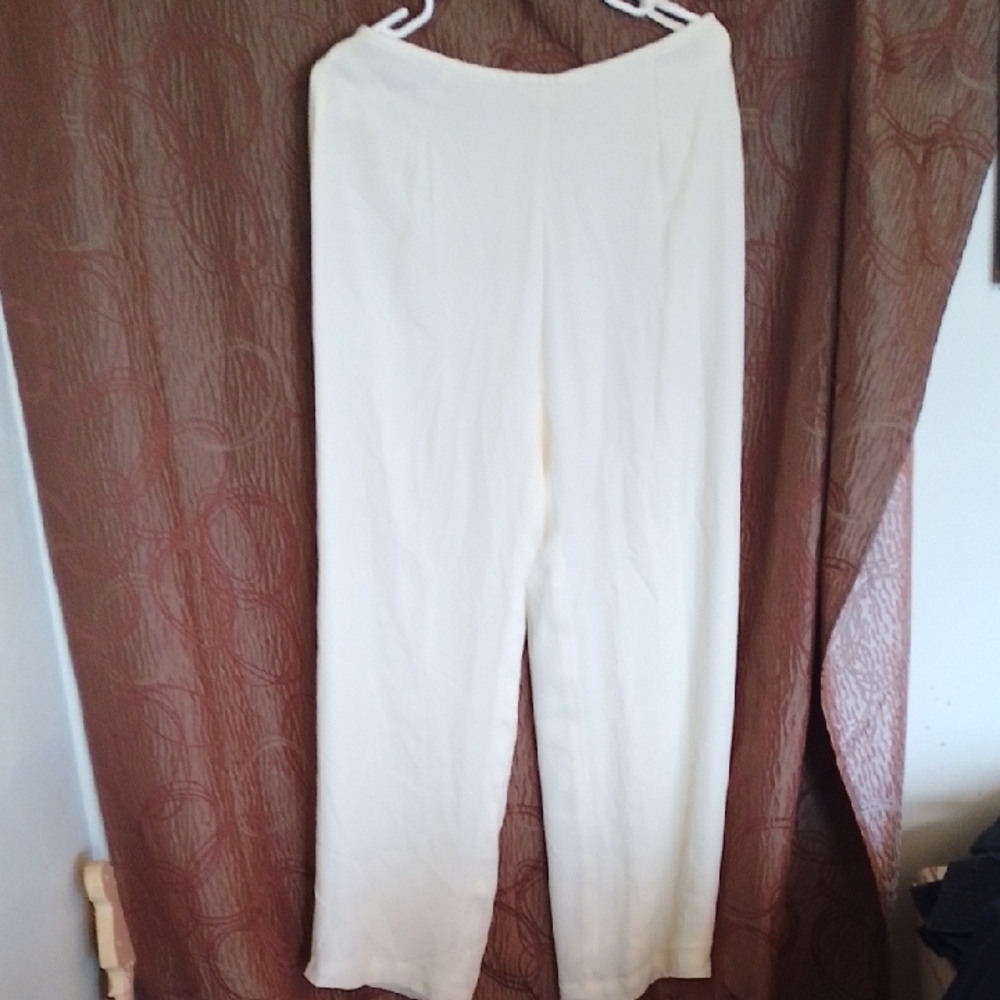 Armani Collezioni Cream Straight-Leg Trousers